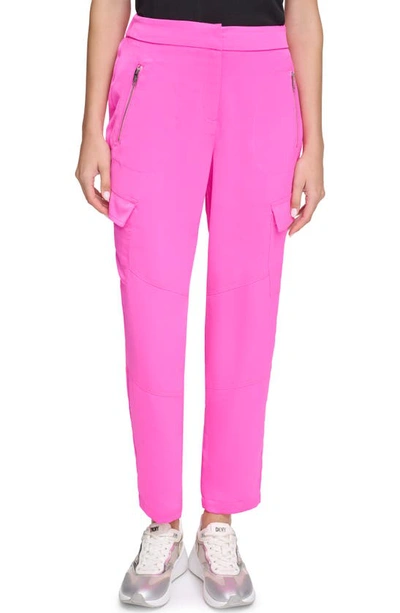 Dkny Women's Zip-pocket Cargo Pants In Shocking Pink