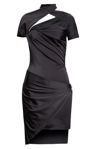 Coperni Asymmetric Draped Crossover-neck Jersey Dress In Black