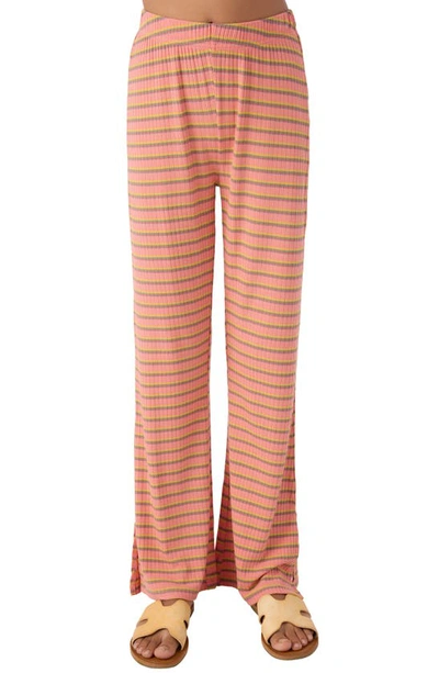 O'neill Kids' Hatty Stripe Rib Knit Pants In Burnt Coral