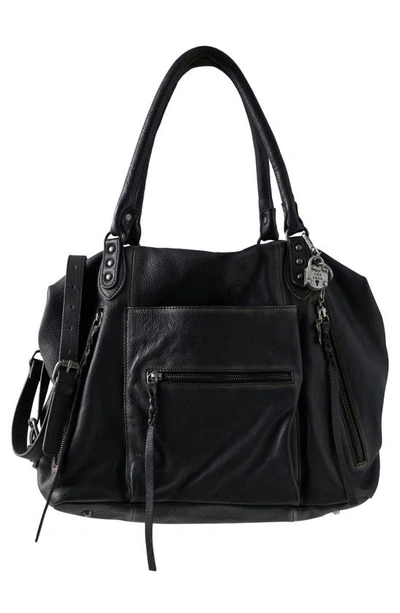 Free People Emerson Lambskin Leather Tote In Coal