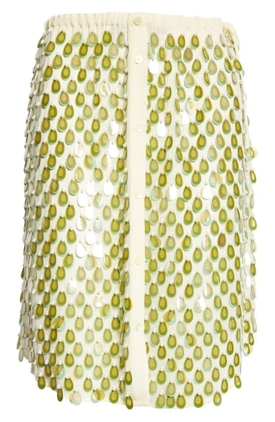 Dries Van Noten Shirty Embellished Knee-length Skirt In Pale Yellow