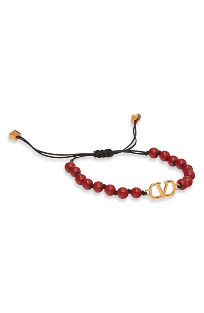 Valentino Garavani Vlogo Beaded Bracelet In Coral Multi