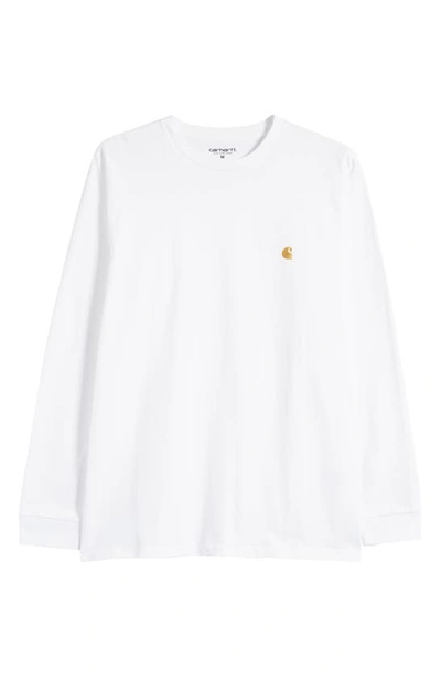 Carhartt White Chase Long Sleeve T-shirt In 00rxx White / Gold