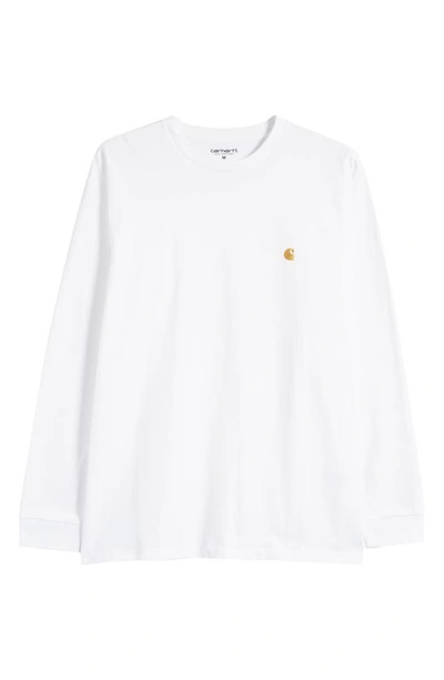Carhartt White Chase Long Sleeve T-shirt In White / Gold