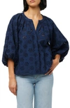 Joe's The Andie Broderie Anglaise Cotton Button-up Top In Pageant Blue