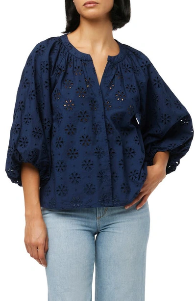 Joe's The Andie Broderie Anglaise Cotton Button-up Top In Pageant Blue