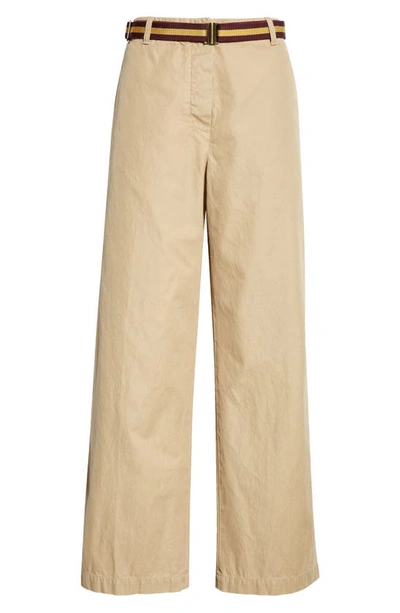 Dries Van Noten Belted Cotton Chinos In 200 Hay