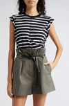 3.1 Phillip Lim Cotton Striped Rolled Sleeve Top In Black Multi Stripe