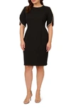 ADRIANNA PAPELL IMITATION PEARL DETAIL CREPE SHEATH DRESS