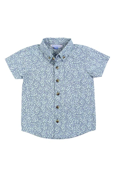 Ruggedbutts Kids' Floral Short Sleeve Cotton Button-up Shirt In Summertime Fields