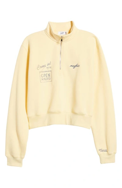 The Mayfair Group Open Minded Quarter Zip Sweatshirt In Buttercream