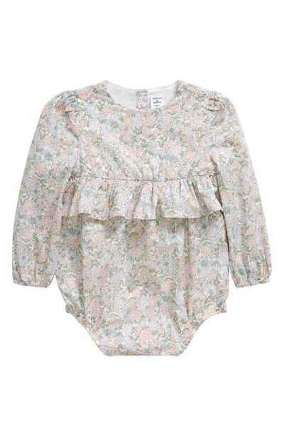Nordstrom Babies' Ruffle Cotton Bubble Romper In White Fairytale Floral