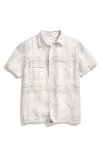Billy Reid Banks Line Plaid Linen Button-up Shirt In White/ Multi