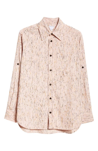 Bottega Veneta Textured Viscose Stripe Shirt In Pink,yellow