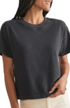 Marine Layer Slub Cotton Crop T-shirt In Soft Black