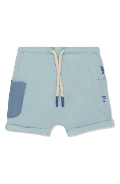 Mon Coeur Babies' Colourblock Recycled Cotton Blend Jersey Shorts In Sterling Blue