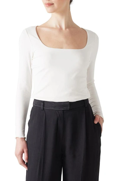 Lk Bennett Square Neck Jersey Top In Ivory
