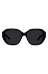 Givenchy Gv Day 55mm Round Sunglasses In Shiny Black / Smoke