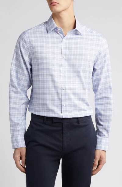 Scott Barber Dobby Plaid Button-up Shirt In Sky