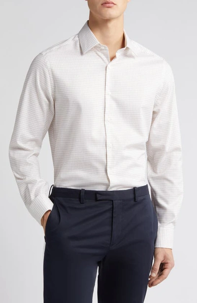 Scott Barber Dobby Windowpane Check Button-up Shirt In Cream