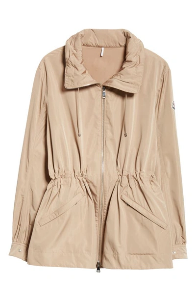 Moncler Enet Gabardine Hooded Jacket In Beige