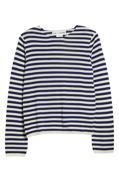 Comme Des Garcons Girl Stripe Jersey Sweater In Navy/ White