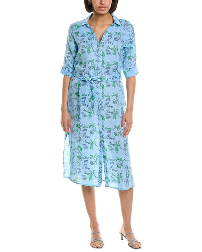 Hiho Lucy Linen Dress In Blue