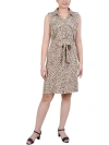 NY COLLECTION PETITES WOMENS PRINTED SLEEVELESS SHIRTDRESS