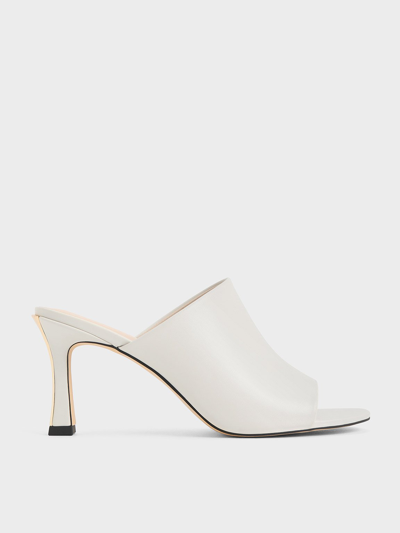 Charles & Keith Round-toe Heeled Mules In Chalk