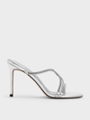 CHARLES & KEITH METALLIC BRAIDED STRAPPY HEELED MULES