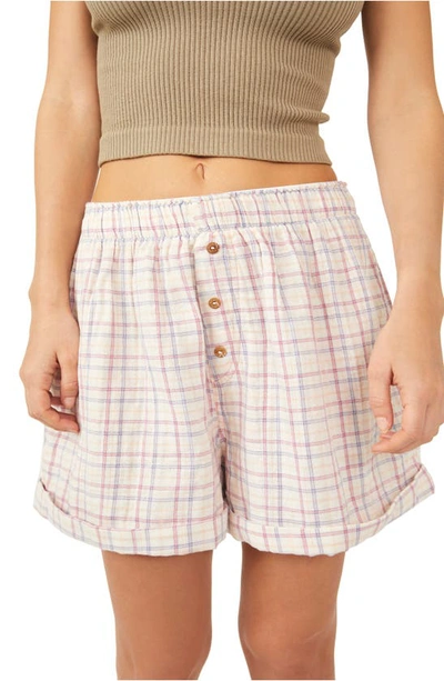 Free People Sunday Morning Cotton Boxer Shorts In Multi Plaid Combo