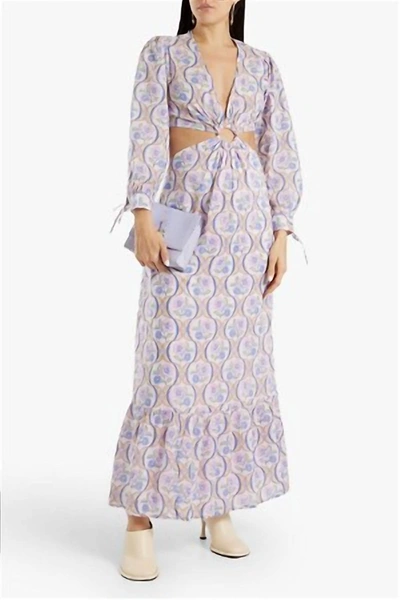 Antik Batik Tanissa Cutout Floral-print Cotton-voile Maxi Dress In Purple
