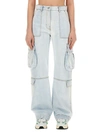 Msgm Cargo Pants For Women In Denim