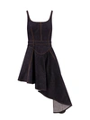 Alexander Mcqueen Asymmetric Midi Denim Corset Dress