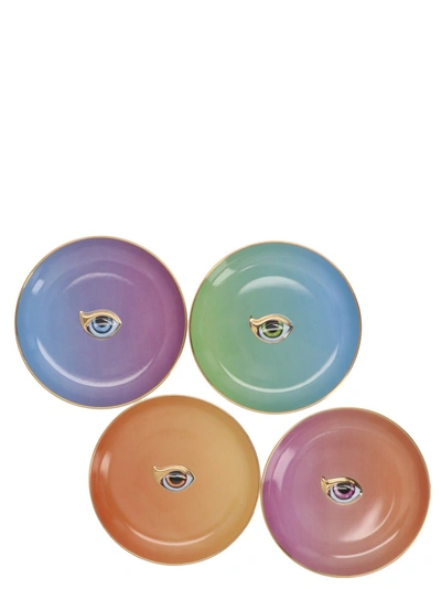L'objet Lito Set Of 4 Plates In Blue