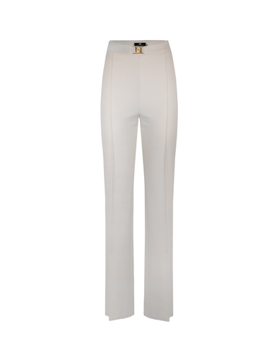 ELISABETTA FRANCHI PALAZZO TROUSERS IN BUTTER STRETCH CRÊPE
