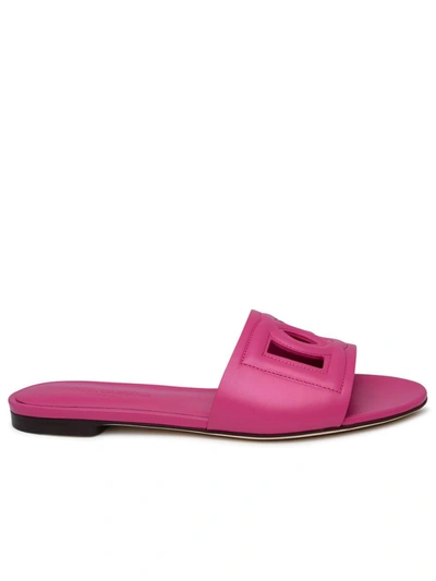 Dolce & Gabbana Dg Millennials Slides Sandals With Logo In Fuchsia