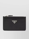 PRADA SAFFIANO LEATHER CARD HOLDER WITH TOP ZIP AND SLOTS