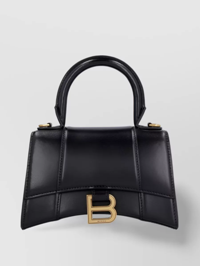 Balenciaga Xs Hourglass Top Handle Bag In Black