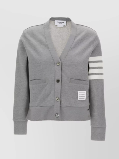 THOM BROWNE 4-BAR STRIPE V-NECK KNITWEAR CARDIGAN