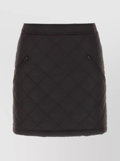 Burberry Quilted Cotton High-waist Skirt With Zip Pockets In Grey