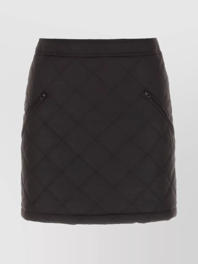 BURBERRY QUILTED COTTON HIGH-WAIST SKIRT WITH ZIP POCKETS
