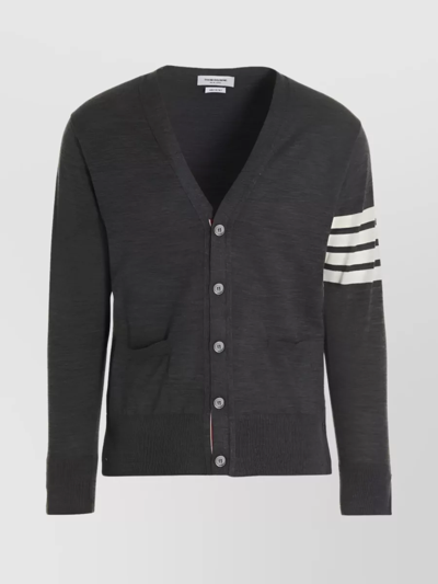 Thom Browne 4-bar Striped Knit Cardigan In Black