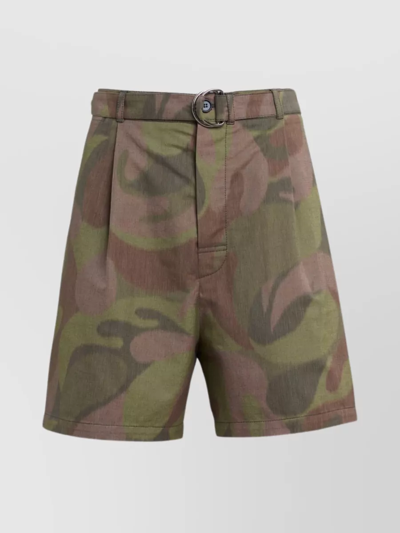 Marni Graphic Print Cotton Shorts In Brown
