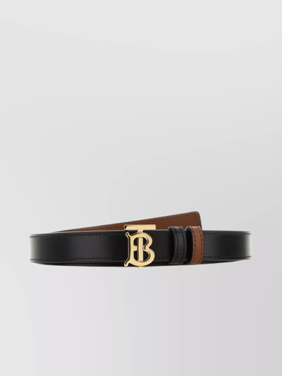 Burberry Leather Belt Reversible Adjustable Length Punch-hole Detailing In Black