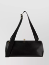 JIL SANDER LEATHER CROSSBODY BAG WITH FABRIC STRAP