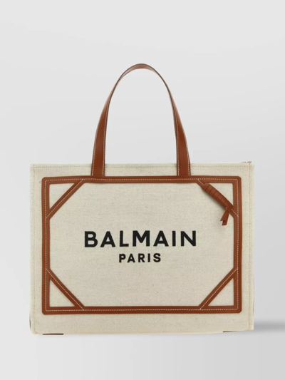 Balmain B-army Logo-embroidered Tote Bag In Cream