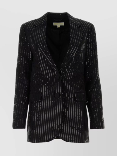 Michael Kors Sequin Striped Lapel Jacket In Black
