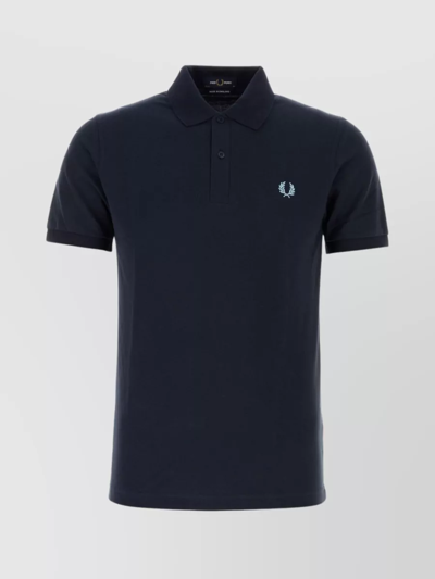 Fred Perry Classic Short Sleeve Ribbed Collar Polo In Blue