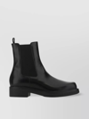 Prada Dark Brown Aubergine Leather Ankle Boots In Black